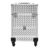 GAMIGIME Rolling Makeup Case, Large Capacity Rolling Nail Case with 4 Wheels and Drawer, Cosmetic Trolley Makeup Storage Organizer for Travel Makeup, Outdoor Shooting and Cinemas (Silver) view 1