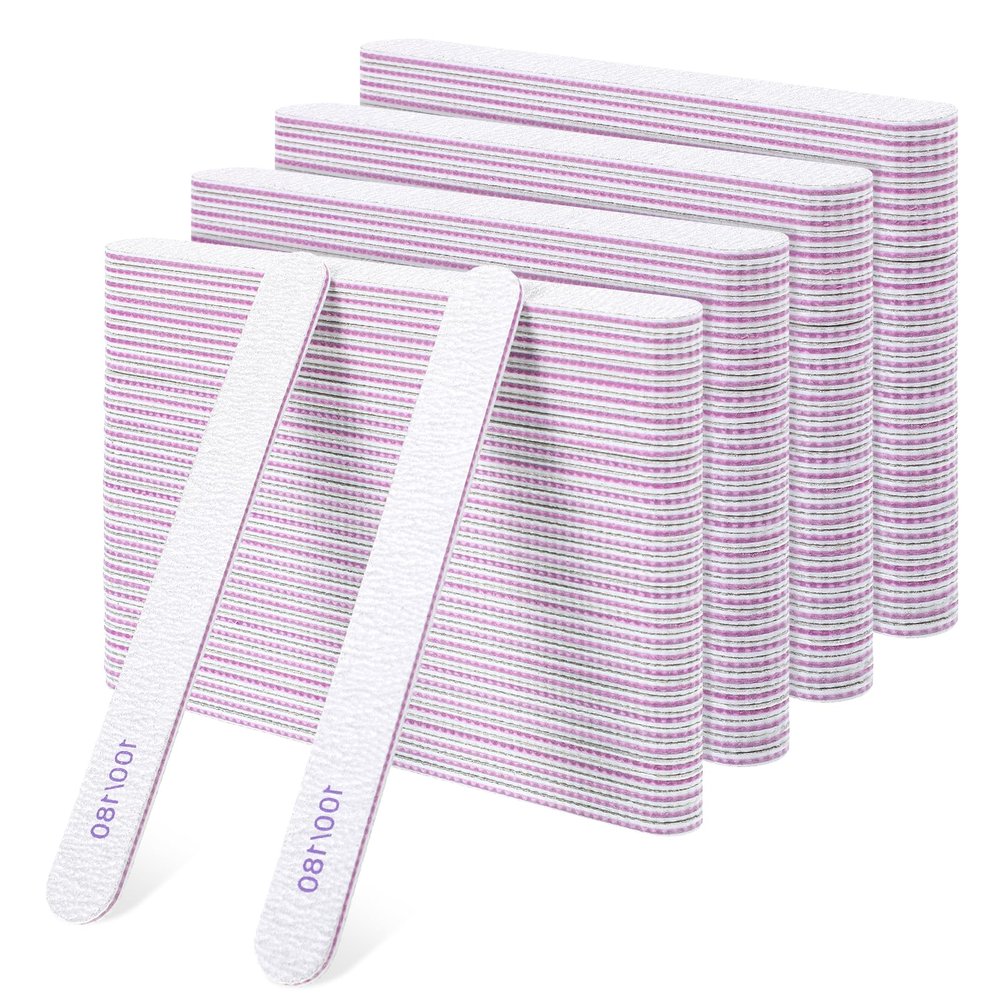 125 PCS Nail Files Bulk, 100/180 Grit Nail Files Double Sided Emery Boards Nails File for Women Professional Fingernail Filer for Natural Acrylic Fingernail Home and Salon Supplies Christmas Gifts