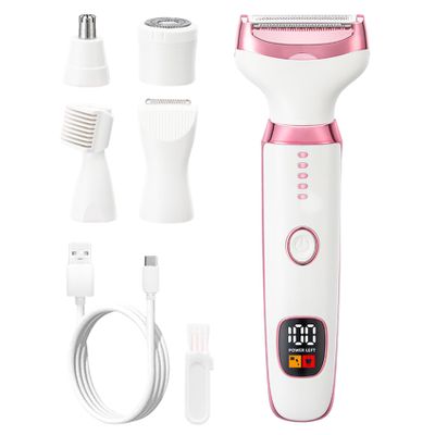 Electric Razors for Women, 5-in-1 Rechargeable Body Shaver with LED Display, Highly Efficient & Smooth Facial and Body Hair Remover Bikini Trimmer for Women
