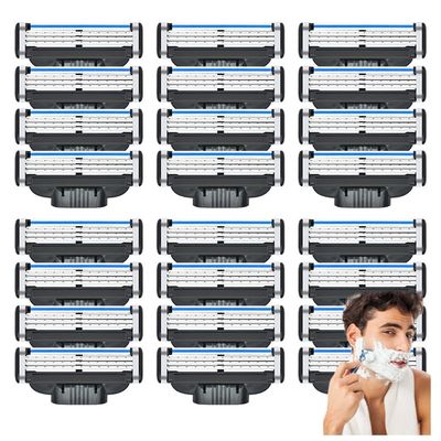 Men's Razor Blades, 24PCS Precision Shaving Blades with Dual Lubrication, Compatible with Mach3 Razors, Close Shave, Men's Universal Manual Razor Blades Refill