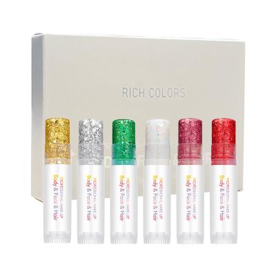 Body Glitter Stick  Sparkling Gel Paint for Face, 6 Colors Festival Glitter Makeup, Easy Apply Shimmer, Lightweight Quick Dry Formula, Top Cosmetic Tools, Beauty Accessories for Party Carnival