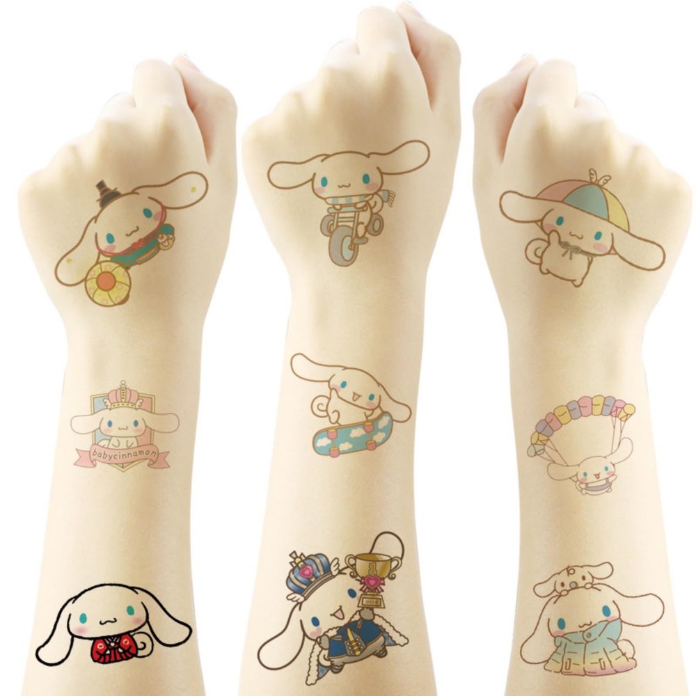 20Sheets Sanrio Characters Temporary Tattoos Birthday Themed Party Supplies Decoration Favors Cartoon Cute Dog Sticker for Kids Boys Home Activity Class Prizes Carnival Christmas Rewards (Dog)