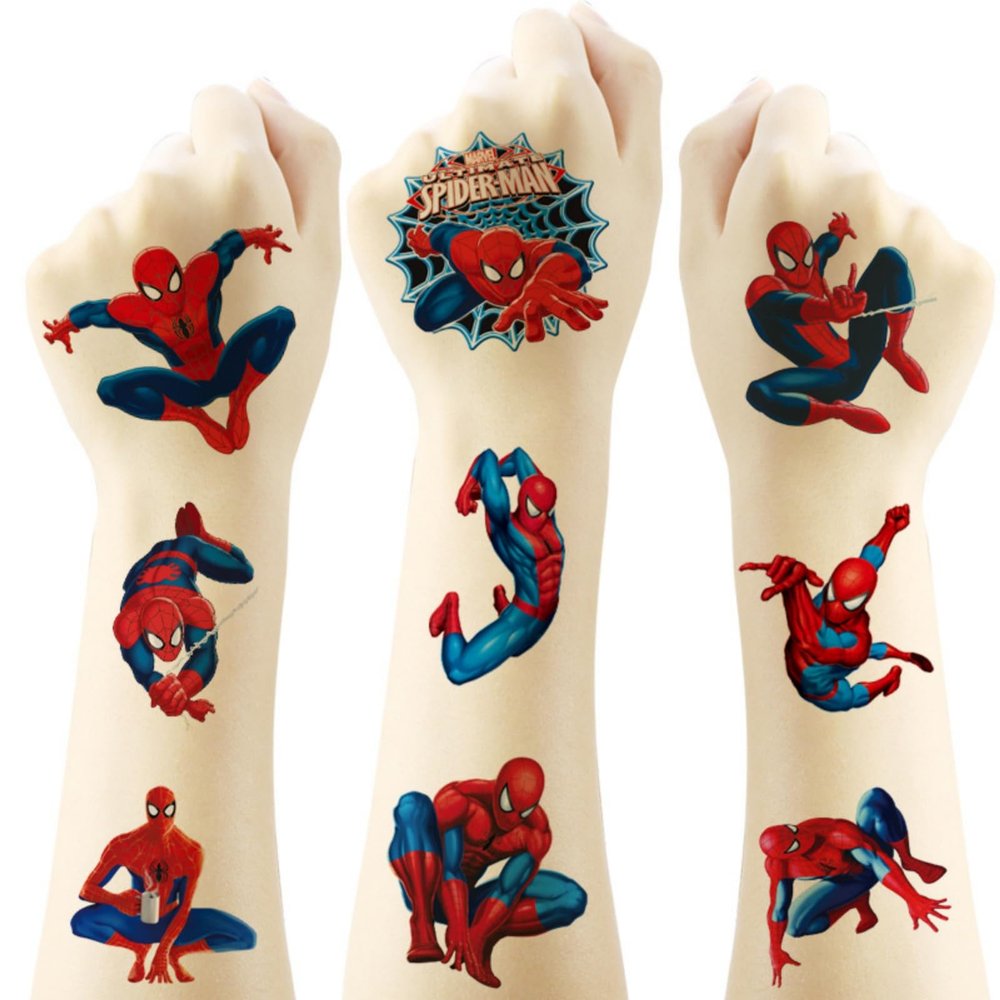 20Sheets Spider Man Temporary Tattoos Birthday Themed Party Supplies Decoration Favors Cartoon Superhero Sticker for Kids Boys Home Activity Class Prizes Carnival Christmas Rewards (Spider Man)