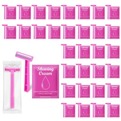 0.53ozWomens Shaving Cream Bulk Travel and Women's Disposable Razors 50Set