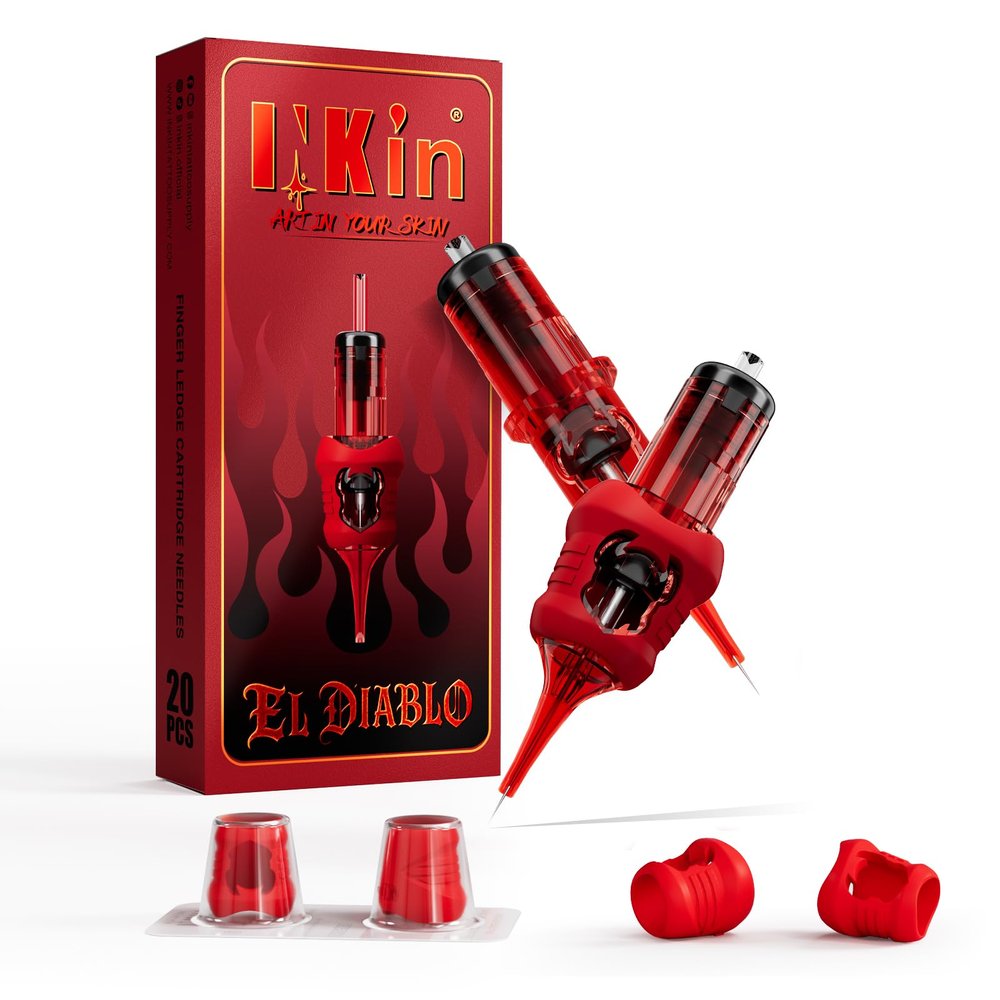 2026 New Tattoo Needles with Comfort Silicone Grips, #12 Standard 0.35mm Round Liner 5RL, 13mm Extended Tip for Smooth Ink Flow and High Ink Capacity for Tattoo ArtistsINKin EL Diablo 1205RL)