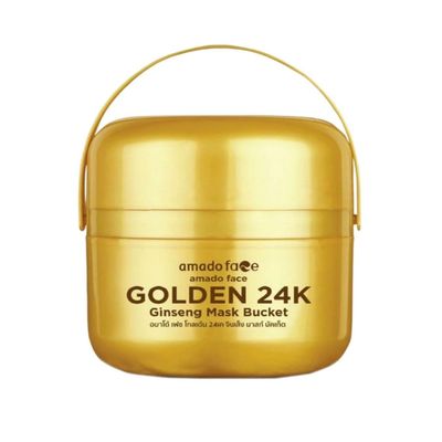 AMADO FACE GOLDEN 24K Ginseng Mask Bucket (200g / 6.76 Oz.)  Luxurious Wash-Off Mask with Pure Gold & Ginseng Extracts  Intensive Hydrating & Brightening Support