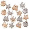 16 Pcs Ocean Theme Hair Claws, Crab Shell Starfish Rhinestone Pearl Clips, Gold Silver Beach Hair Accessories for Women view 1