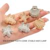 16 Pcs Ocean Theme Hair Claws, Crab Shell Starfish Rhinestone Pearl Clips, Gold Silver Beach Hair Accessories for Women view 4