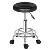 Adjustable PU Leather Round Rolling Stool with Footrest - Modern Spa, Salon, Tattoo, Drafting & Task Chair - Comfortable Height Adjustable Seating in Black view 3