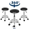 Adjustable PU Leather Round Rolling Stool with Footrest - Modern Spa, Salon, Tattoo, Drafting & Task Chair - Comfortable Height Adjustable Seating in Black view 4