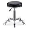Adjustable Black Rolling Stool - 440 lb Capacity Leather Swivel Seat, Height-Adjustable Salon Stool with Silent Wheels for Home, Office & Beauty Salon Use view 1