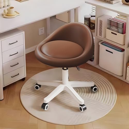 Adjustable Swivel Rolling Stool with Wheels, PU Leather Drafting Chair, Round Seat for Salon, Spa, Tattoo Studio, Office & Home Use - Pink, Single Unit