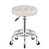Adjustable Round Rolling Stool with Wheels & Foot Rest - Swivel Leather Bar & Salon Stool for Estheticians, Vanity Use, Height Adjustable, Comfortable & Stylish view 1