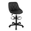 Adjustable Height PU Leather Rolling Stool - Ergonomic Swivel Vanity Chair for Office, Makeup, Salon & Spa - Black Low Back Desk Stool, 1 Pack view 1