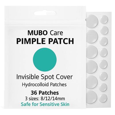 Mubo Care Pimple Patch Hydrocolloid Acne Dots for Face, Invisible and Waterproof Blemish Spot Treatment Fast Healing Pimple Stickers for All Skin Types (36 Count (Pack of 1))