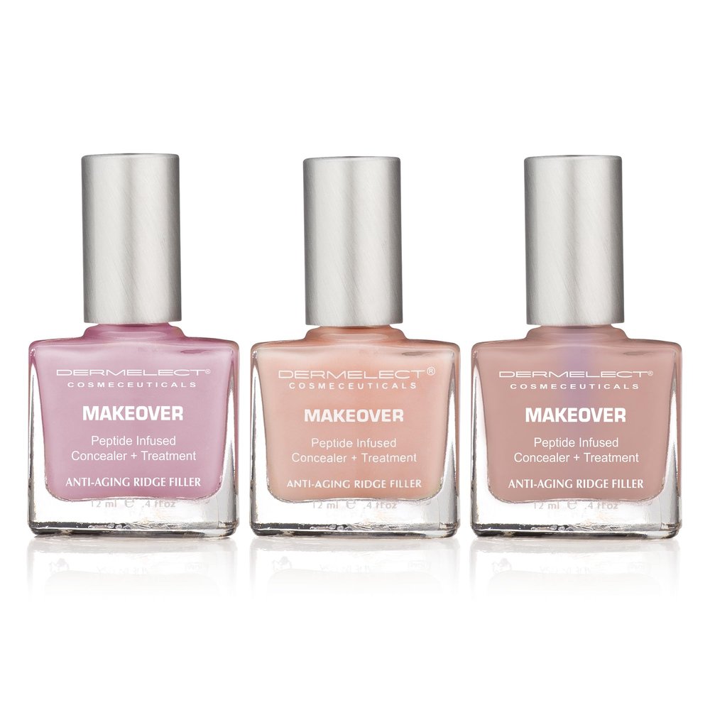Dermelect Makeover Triple Play Manicure Set  Ridge Filler & Award-Winning Nail Treatments | Strengthens, Moisturizes & Conceals Imperfections (3 pcs set)