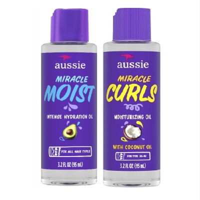Aussie Miracle Moist Hair Oil, Intense Hydration Treatment with Jojoba, Coconut and Avocado Oil, 3.2 fl oz Bundle Pack