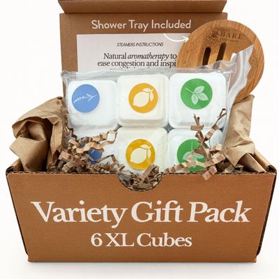 Bare Botanics 6 XL Shower Steamers with Tray - Essential Oil Shower Bombs