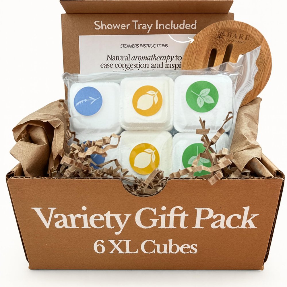 Bare Botanics 6 XL Shower Steamers with Tray - Essential Oil Shower Bombs