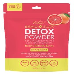 Esha Braid N Slay Detox Powder  Scalp Cleanser for Braids, Locs & Twists  Removes Buildup, Odor & Prewashes Synthetic Hair  Non-Stripping, Soothing, 340g (12 Fl Oz, GRAPEFRUIT)