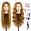 26" Mannequin Head Human Hair, MYSWEETY Cosmetology Mannequin Head with 80% Human Hair, Practice Training Doll Head with Clamp Holder and Tools (Golden) view 1