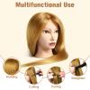 26" Mannequin Head Human Hair, MYSWEETY Cosmetology Mannequin Head with 80% Human Hair, Practice Training Doll Head with Clamp Holder and Tools (Golden) view 3