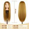 26" Mannequin Head Human Hair, MYSWEETY Cosmetology Mannequin Head with 80% Human Hair, Practice Training Doll Head with Clamp Holder and Tools (Golden) view 4