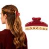 2026 Premium Durable Hair Claw Clip for Women, Original Italian Designed Strong Grip Hair Clips for Normal Fine Thin Hair, No Slip Jaw Clips with Gift Box for Christmas Birthday Girls, 3 Inch Red view 1