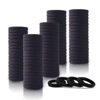 100PCS Black Hair Ties for Women Girls, Seamless Thick Black Hair Band, Elastic Hair Ties No Damage Ponytail Holder (black 100pcs)