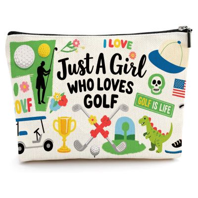 JEFBFBWE Just A Girl Who Loves To Golf Makeup Bag - Gifts for Players & Coaches, Inspiring Golf Gifts & Accessories for Women, Perfect for Christmas & Birthdays (Golf Makeup Bag)