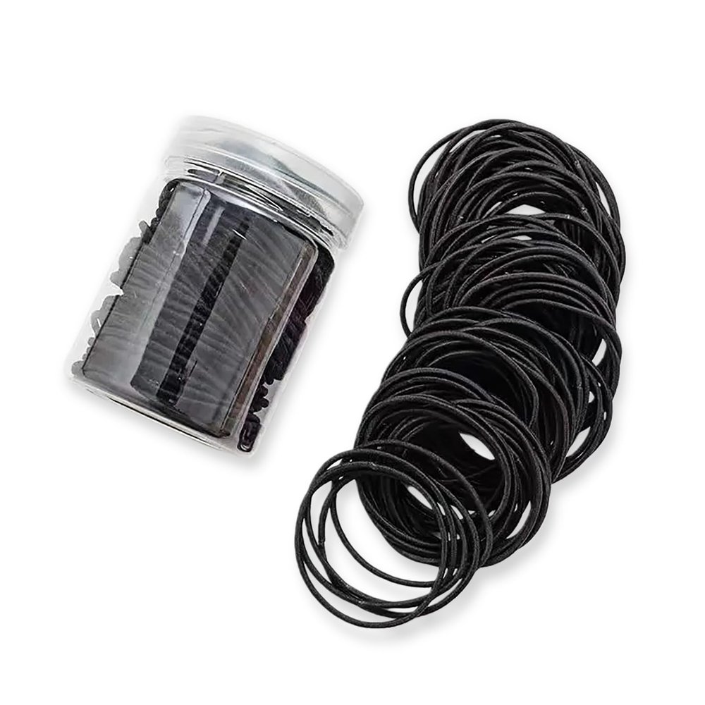 100Pcs Hair Elastics Ties 2mm Thin Hair Ties for Women & Girls Hair Scrunchies Ponytail Holders Black Hair Tie Rubber Bands (Canned)