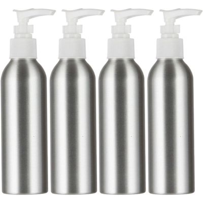 Pkhoxw 4pcs 150ml Dispensing Aluminum Bottles, Shampoo Dispenser Portable Soap Dispensers Refillable Lotion Press Containersempty Cosmetic Pump Bottles for Bathrooms