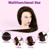 26" Mannequin Head Human Hair, Cosmetology Mannequin Head with 80% Human Hair, Practice Training Doll Head with Clamp Holder and Tools (Dark Brown) view 3