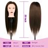 26" Mannequin Head Human Hair, Cosmetology Mannequin Head with 80% Human Hair, Practice Training Doll Head with Clamp Holder and Tools (Dark Brown) view 4