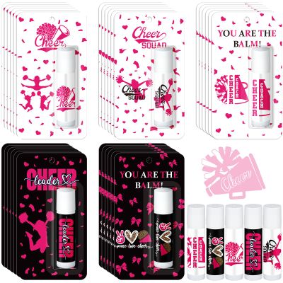 30 Pcs Hot Pink Christmas Cheers Lip Balm Cheer Teams Gifts Bulk Cheerleaders Party Stuff Cheerleading Camp Gifts Bulk for Cheerleaders Christmas Party Favors Stocking Stuffers