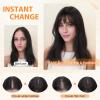 Hairro Human Hair Toppers For Women Wispy Air Bangs 3D Cover Remy Top Hair Pieces Clip On Wiglet Hair Extensions Handmade Toupee Hairpiece 12 Inch 41g #02 Dark Brown view 2