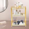 3 Tier Bathroom Countertop Organizer Gold Marble Vanity Storage Shelf with High Load Capacity 22.05 lbs Per Tier Easy Clean Removable Design Modern Luxury Style for Toiletries Makeup Products view 2