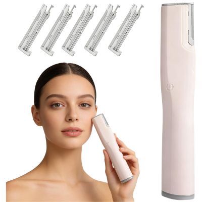 Dermaplane Facial Razor for Women Electric 2-Speed Sonic Dermaplaning Tool with 5 Replacement Heads, Safe Peach Fuzz Remover & Exfoliating Face Hair Removal Device