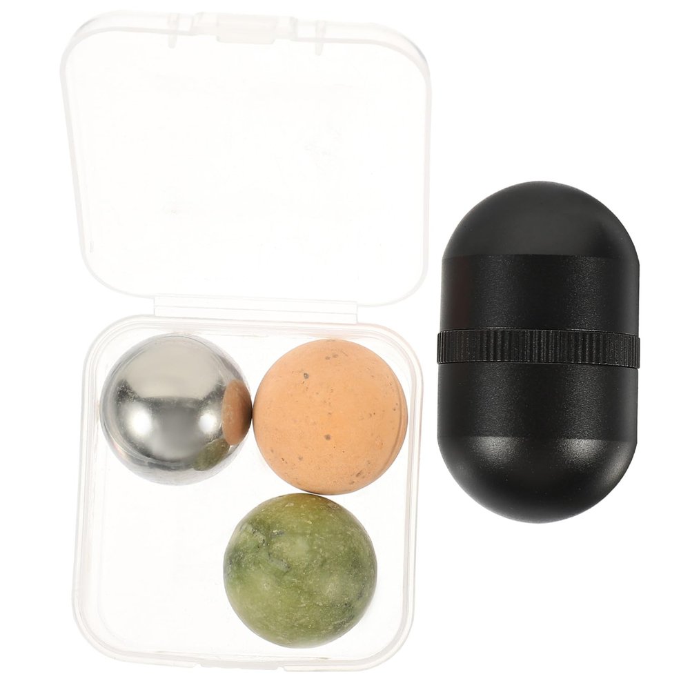 Gogogmee Detachable Jade Ball Facial Massager for Skin Care Relieves Eye Puffiness and Dark Circles Enhances Absorption Black Metal Casing Roller for Face and Eye Massage