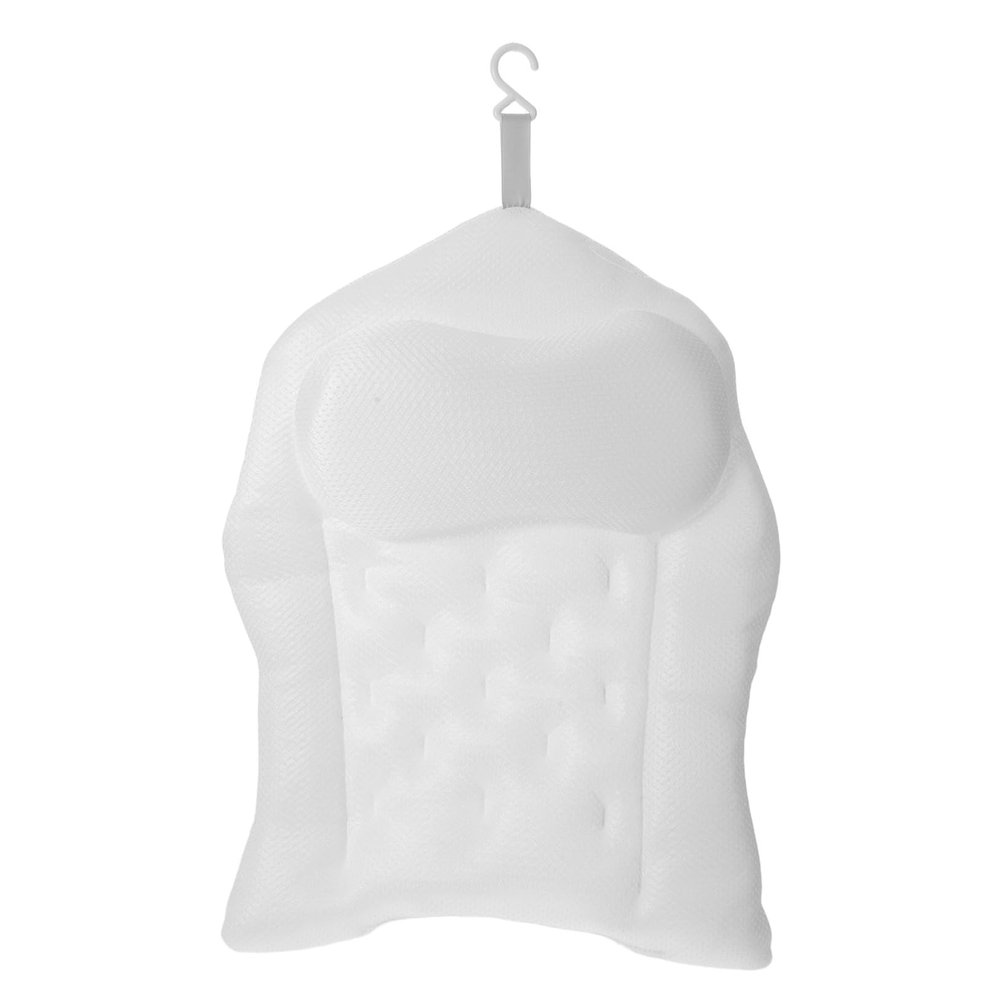 Anneome Ergonomic Bath Neck Pillow with Strong Suction Cups for Soaking Tubs and Spa Baths Breathable Tub Cushion Headrest in Elegant White
