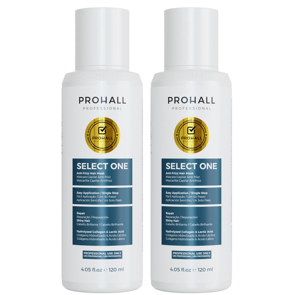 Brazilian Keratin Treatment Blowout Complex-PROHALL SELECT ONE 4.05 oz-Formaldehyde Free Keratin Hair Treatment-Queratina Brasilea Keratina Para Alisar el Pelo Sin Formol-Pack of 2