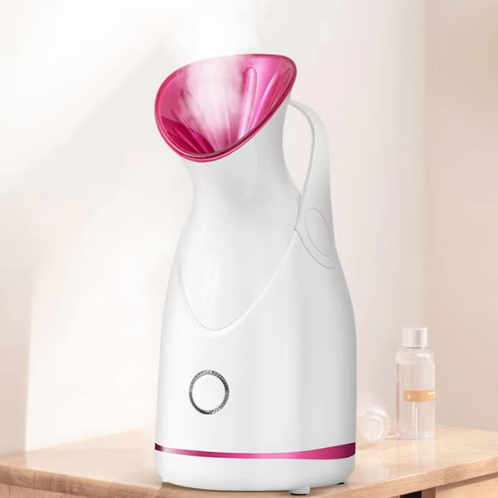 CAOJS Electric Portable Facial Steamer, Home Use Mist Sprayer with Handle & Gentle Atomization,Compact Device, for Face Spa/Moisturizing Cleaning/Unclogging Pores/Treating Sinuses