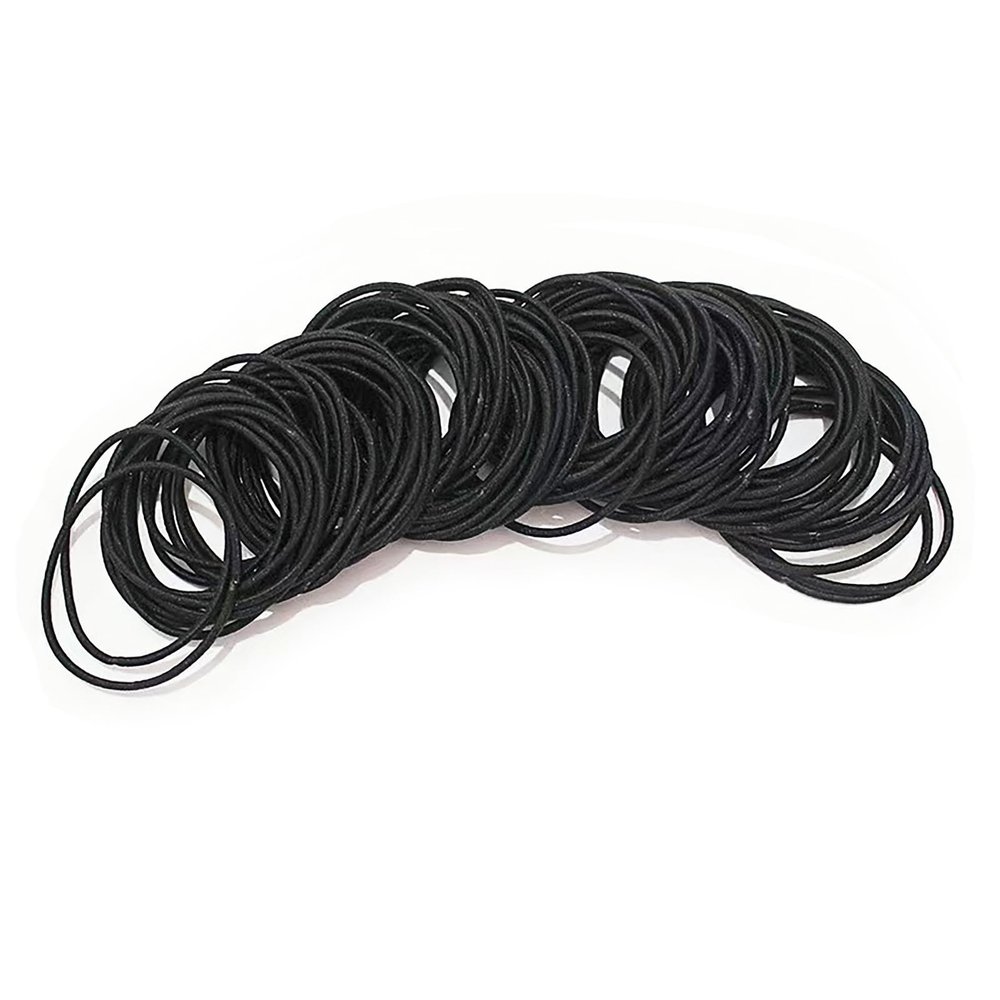 100Pcs Hair Elastics Ties 2mm Thin Hair Ties Bulk for Women & Girls Hair Scrunchies Ponytail Holders Black Hair Tie Rubber Bands