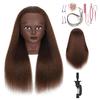100% Real Hair Mannequin Head Training Head Manikin Cosmetology Doll Head for Hairdresser Practice Braiding Hair Styling with Clamp stand (18inch) view 1