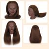 100% Real Hair Mannequin Head Training Head Manikin Cosmetology Doll Head for Hairdresser Practice Braiding Hair Styling with Clamp stand (18inch) view 3