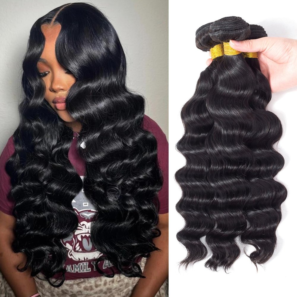 Loose Wave Bundles Human Hair 12A Loose Deep Wave Human Hair Bundles 100% Unprocessed Brazilian Virgin Remy Hair Extension Natural Color 20 22 24 Inch