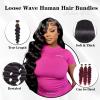 Loose Wave Bundles Human Hair 12A Loose Deep Wave Human Hair Bundles 100% Unprocessed Brazilian Virgin Remy Hair Extension Natural Color 20 22 24 Inch view 2