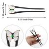 2PCS Handmade Butterfly Adorned U Shaped Hair Forks, Exquisite White & Green Styles for Elegant Updos and Bun Styling view 2