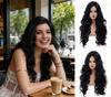 NJJYXH 24 Inches Black Wigs for Women Long Wavy Synthetic Natural Wig for Brunette,Cosplay,Halloween,Daily Use view 1