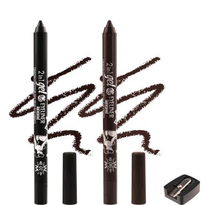 Black Brown Waterline Eyeliner Gel Pencil, Long Stay Eyeliner Waterline Waterproof Smudge-Proof, Safe for Sensitive Eyes, Eye Liner Brightener Pen with Sharpener, Soft Cream Rich Color Eye Makeup Pen